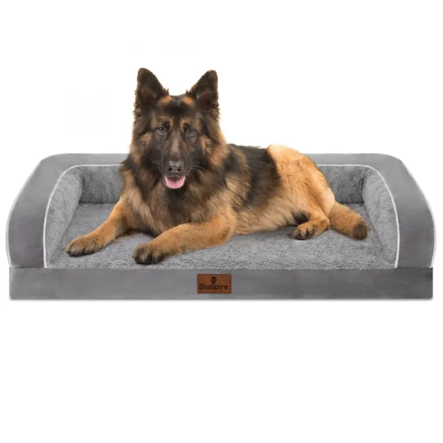 Gray Orthopedic X-Large Dog Bed 3Side Memory Foam Bolster Pet Sofa with Cover