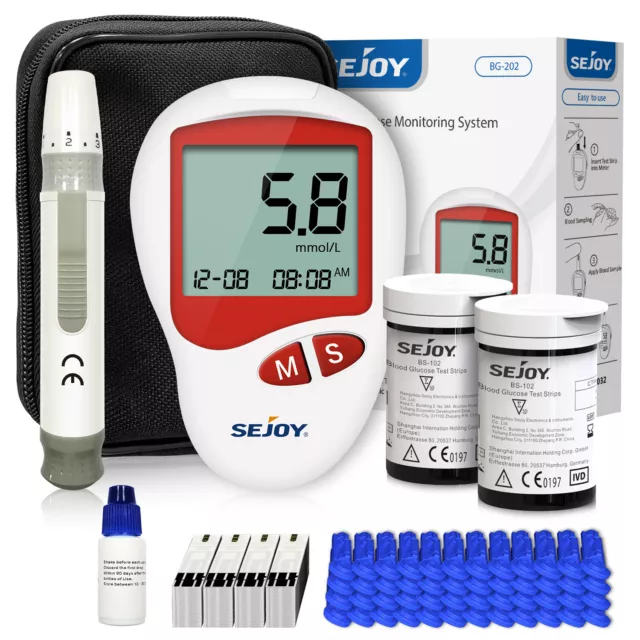 SEJOY 50 Kit Blood Glucose Monitor Diabete Blood Sugar Test 50 Test Strip Lancet