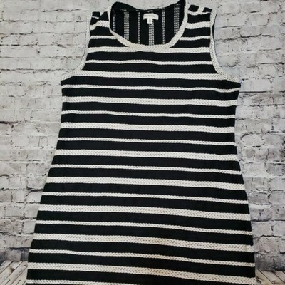Max studio Women's Size XL black stripe sleeveless dress business cotton EUC