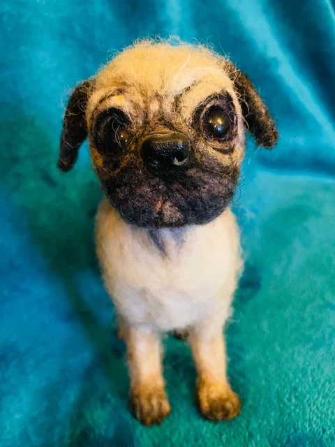 Absolutely Beautiful Life Like Pug Needle Felted Best Quality Materials Used