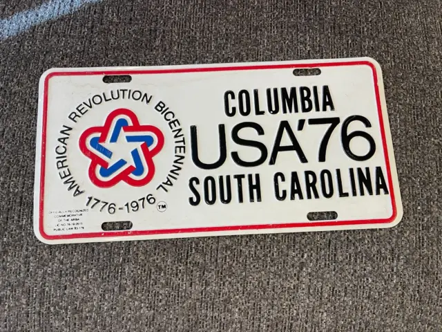Bicentennial Columbia South Carolina Usa 1976 Booster Tag License Sign