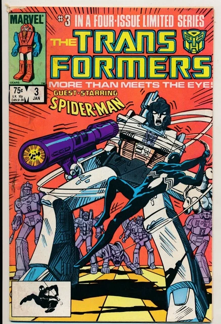 The Transformers #3 Marvel Comics Jan. 1985 VG/FN 5.0 Black Suit Spider-Man