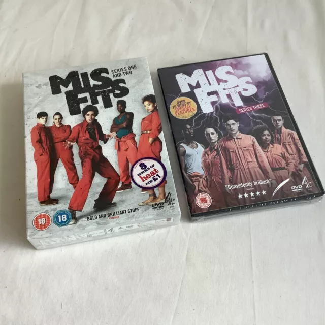 Misfits - Series 1, 2 and 3 DVD Channel 4 TV Series - Brand New & Sealed