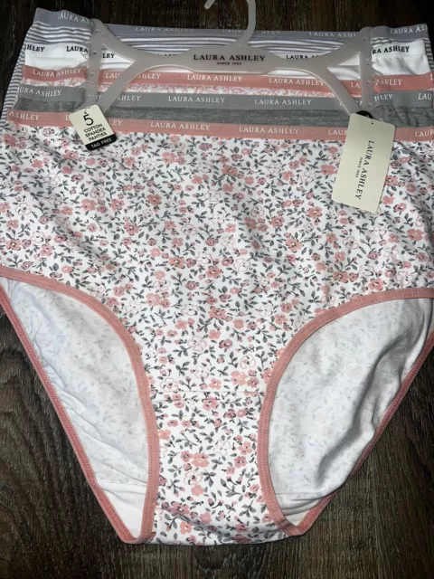 LAURA ASHLEY Intimates Cotton-Spandex Brief Panties~Size M~5 pair