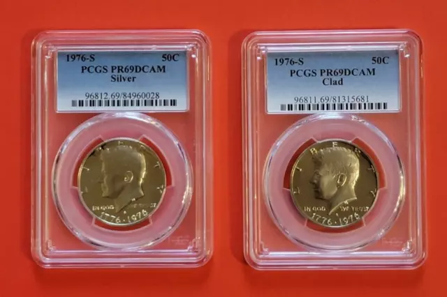 2 Coin Set (1-Silver & 1 Clad) - 1976-S Kennedy Half Dollars 50C PCGS PR69DCAM