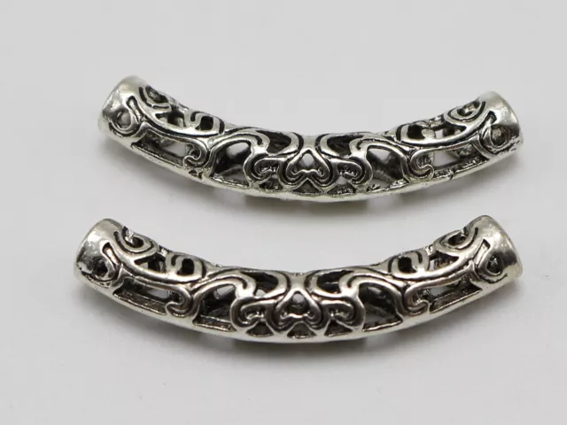 10 Tibetan Silver Hollow Curved Tube Spacer Bead 37mm Craft Jewelry Making