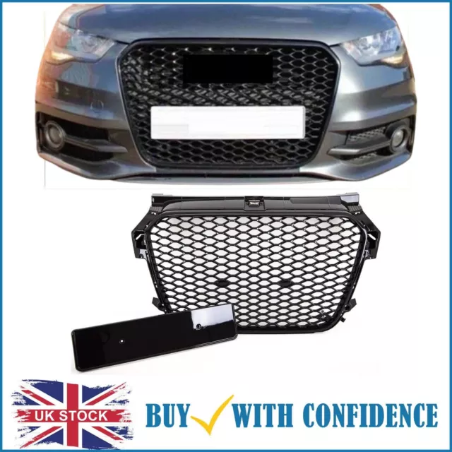 Audi A1 S1 Front Main Grille Gloss Black Honeycomb RS1 Look 2011-2015 Badgeless