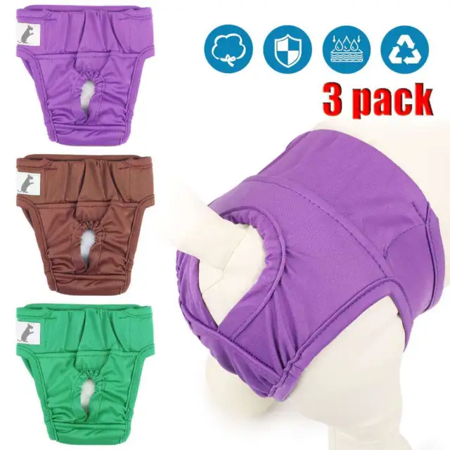 Pack -3pcs Dog Diapers Female Cat LEAK PROOF Waterproof Washable Small Large Pet