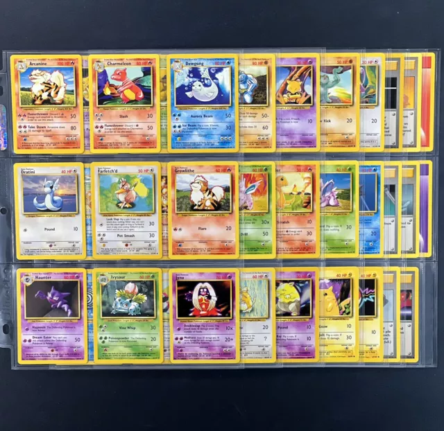 1999 Pokemon BASE SET Unlimited Edition COMPLETE Uncommon Common Cards Lot NM+