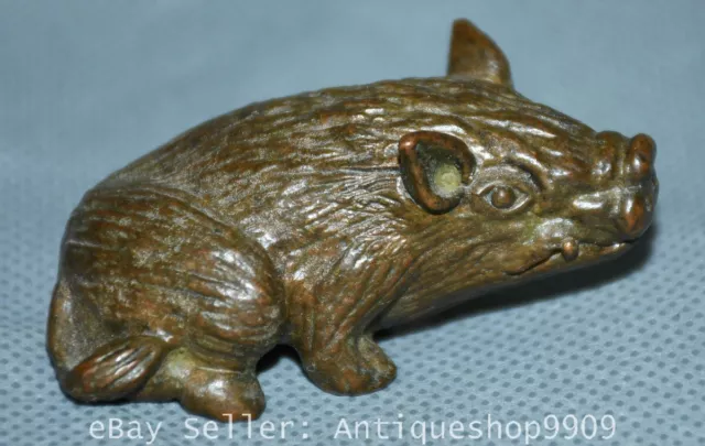 2.2" Old Chinese Red Bronze Craving Fengshui 12 Zodiac Year Pig Sculpture