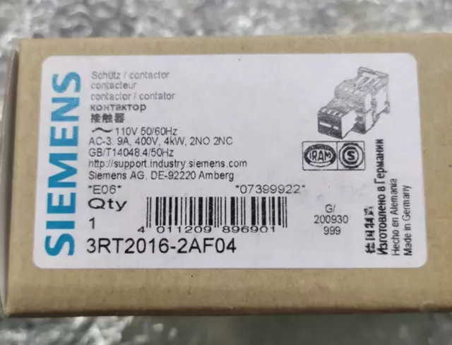 1pcs SIEMENS Contactor 3RT2016-2AF04