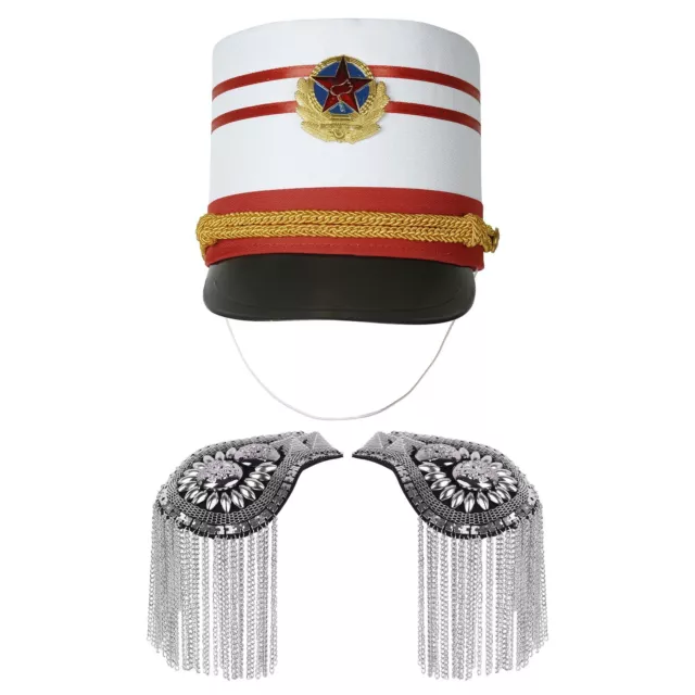 Unisex Hat Chain Band Drum Top 2Pcs Party Accessory Costume Halloween Cosplay