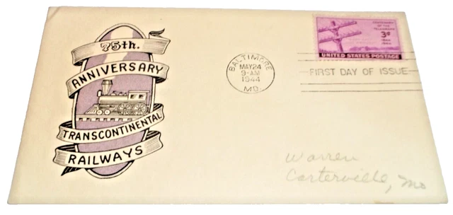 May 1944 Southern Pacific Transcontinental Railroad Souvenir Envelope Baltimore