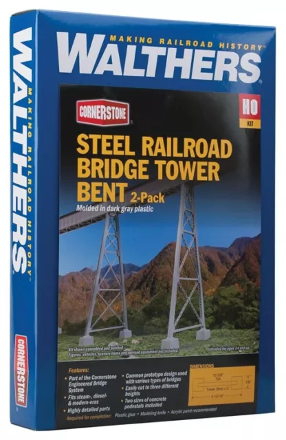 Walthers HO Scale ~ New 2024 ~ Steel Railroad Bridge Tower Bent ~ kit ~ 933-4555