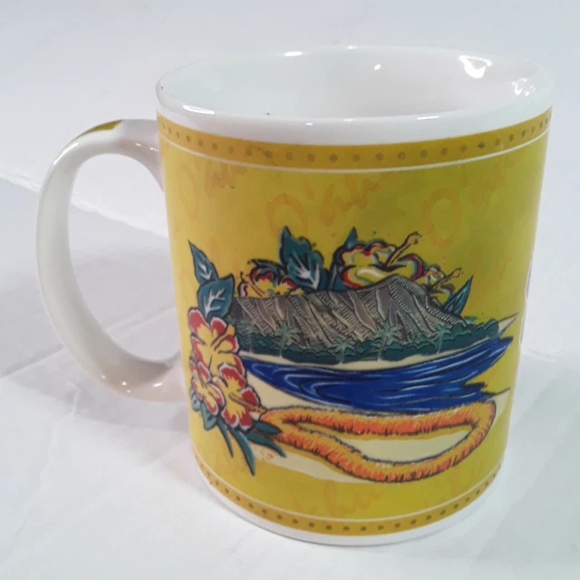 Hilo Hattie- The Store of Hawaii -O'ahu Coffee Mug 2002 10oz Yellow Hibiscus