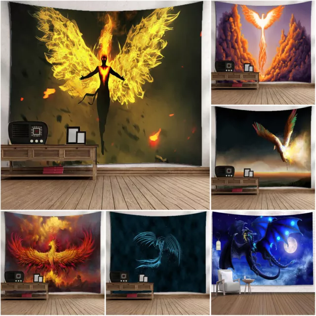 Large Fire Phoenix Wall Hanging Tapestry Bedspread Throw Mat Tablecloth Wall Art