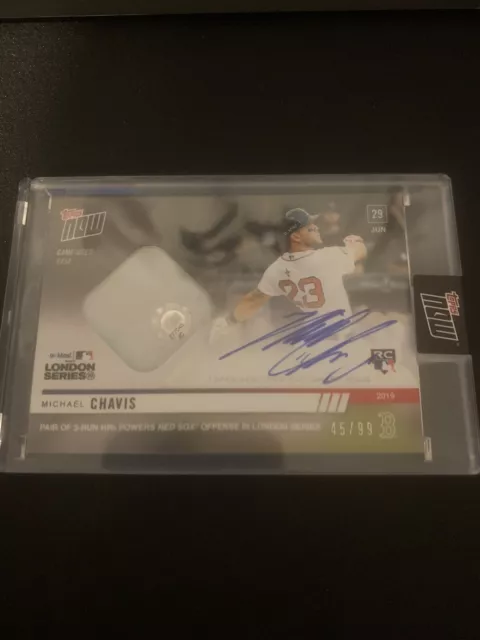 Michael Chavis Red Sox Topps Now London Series 2019 Auto Relic Card