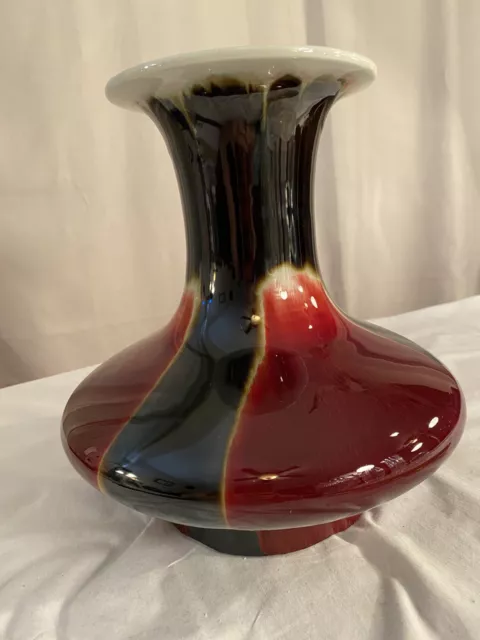 Chinese Oxblood Flambé Glaze Sang de Boeuf Porcelain Pottery Vase