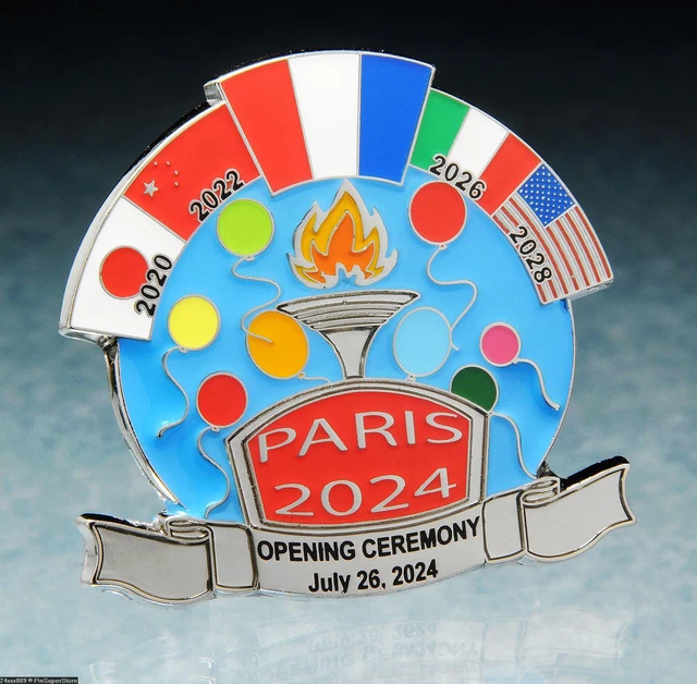 OLYMPIC PINS BADGE 2024 Paris France Opening Ceremony Silver Colored