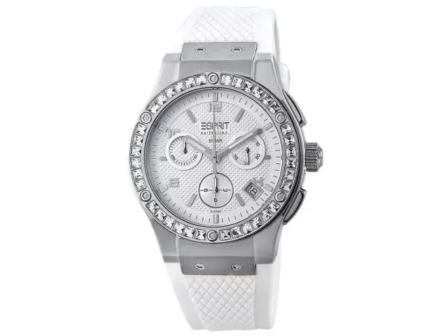 Esprit Damen-Armbanduhr Lederarmband weiß