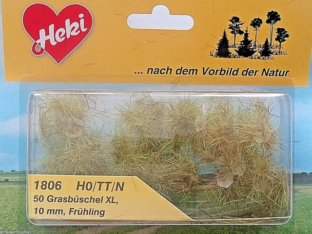 Heki 1806 H0 / TT / N , Grasbüschel XL Frühling, 50 Stück, 10 mm hoch, Neu