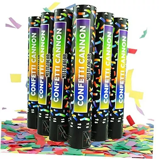 Biodegradable Confetti Cannon 6 Pack Multicolor Party Popper Shooters,12 Inch