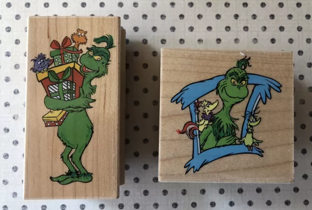 All Night Media {2} Grinch Mounted Wood Rubber Stamps-Christmas-Dr Seuss