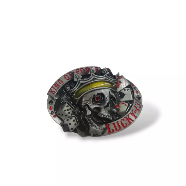 hebilla cinturon lucky 13 calavera skull king cartas dados juego azar poker ropa