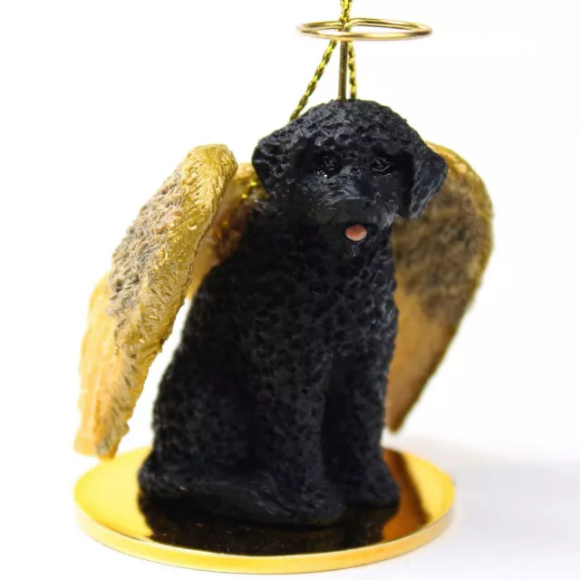 Portuguese Water Dog Ornament Angel Figurine Hand Painted