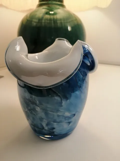 Murano style vase. Beautiful blue marble pattern.