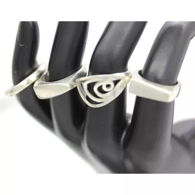 LOT of 4 SOLID STERLING Mexico vintage designer signed RINGS 20.7 grams size 5-6