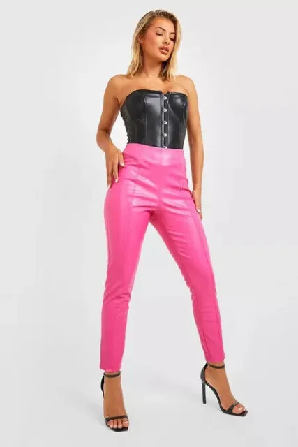 100%Lambskin Leather Winter Designer Women Pant Pink Barbie Stylish Slim Fit