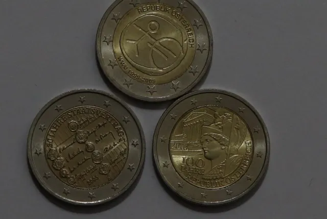 🧭 🇦🇹 Austria - 2 Euro - 3 Commemorative Coins B58 #108
