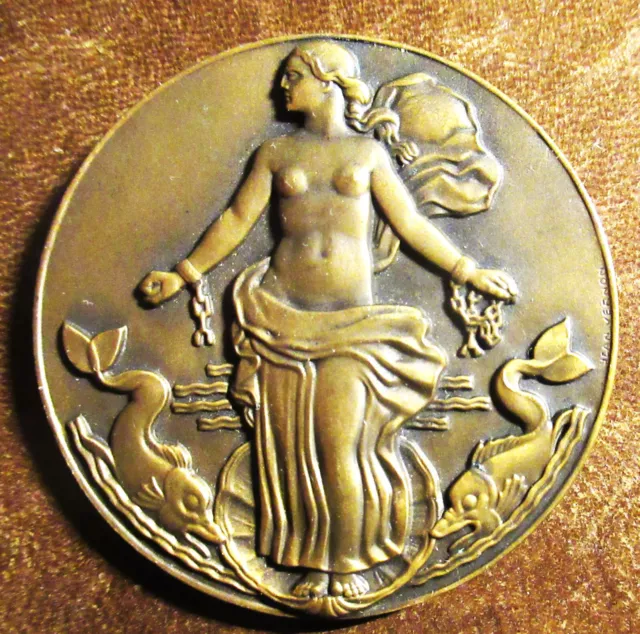 France- 1952- Ss Liberte- Oceanliner-  Venus & Dolphins - Bronze Medal -Rare