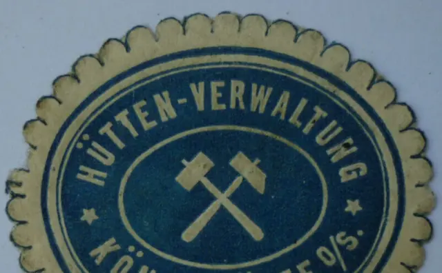 Reklamemarke Hütten Verwaltung Königshütte vor 1945 ~4 cm Bergbau Oberschlesien 3