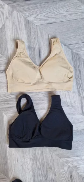 2 X Black & Beige Stretch Padded Comfort Bra Crop Top Size XL 14-18 BNWOT.   M