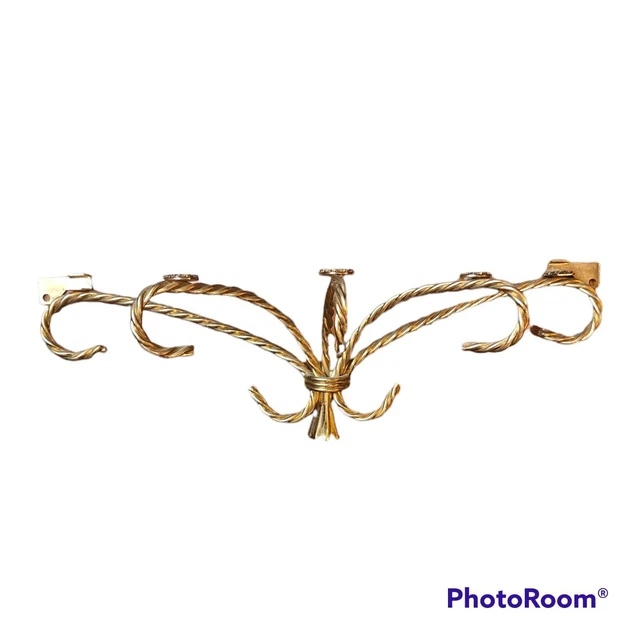 Vintage gold brass twisted wire wall shelf Home Interior decor hollywood regency
