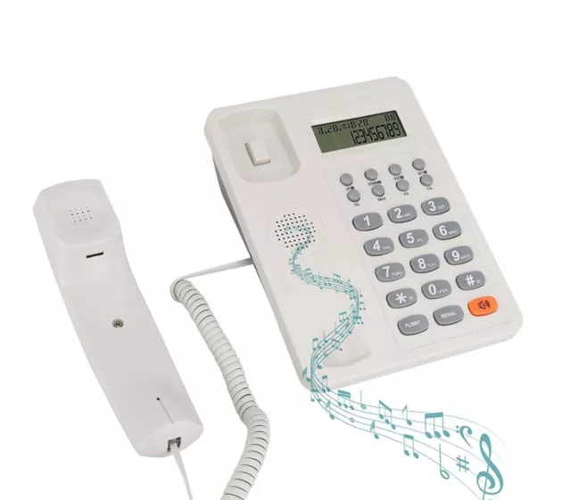 Telefono Fisso Bianco Tavolo Collegamento Ethernet Tasti Grandi Display LCD