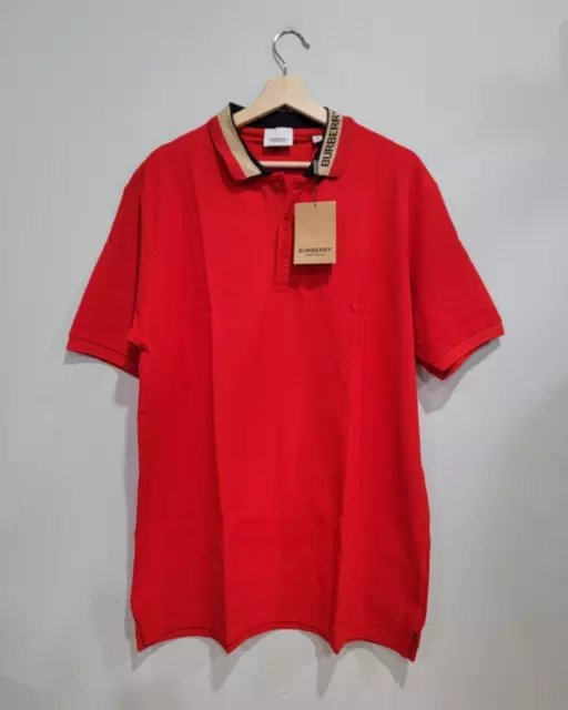 Burberry London England Men Short Sleeve XL Polo Embroidered Nova Red Shirt 2