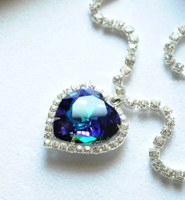 Titanic Pretty HEART OF THE OCEAN Big Blue CRYSTAL Pendant NECKLACE