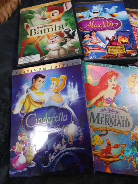 Disney DVD Lot. Snow White,Little Mermaid, Aladdin,Bambi,Cinderella, Sleeping... 3