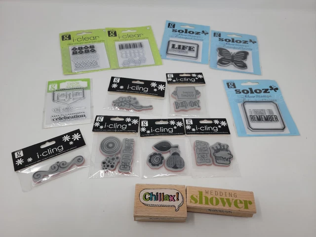 Studio G Mixed Lot Wood Mounted Rubber and Clear Stamps