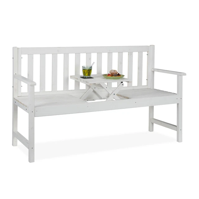 Mingone Banc De Jardin 3 Places - Banquette Extérieure 180 Cm Résistante Aux Intempéries, Style Rural Élégant Pour Terrasse Et Patio