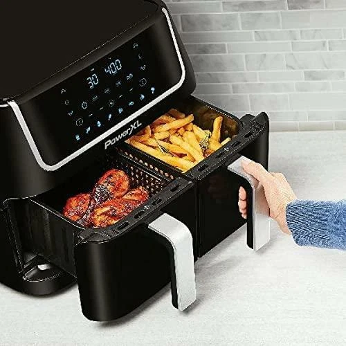 POWERXL VORTEX 10QT Dual Basket Air Fryer Oven Black XL Electric Shake