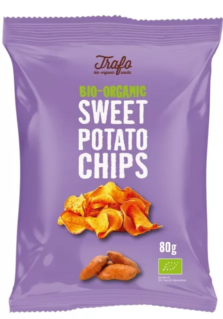 SÜßKARTOFFELCHIPS FRITTIERT IN SONNENBLUMENÖL, BIO, 80 g - TRAFO