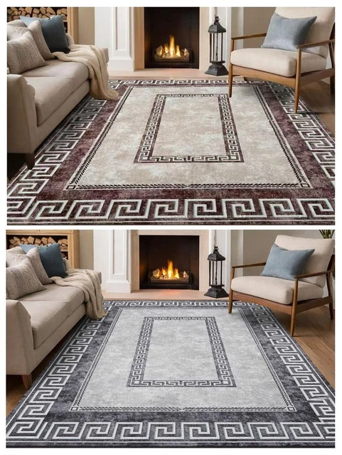 Grand Tapis Gris 160x230 Cm - Poil Ras Moderne Et Doux - Pour Salon Ou Chambre