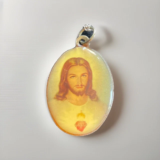 Sacred Heart Of Jesus Medal Pendant - Stainless Steel Catholic Necklace, New