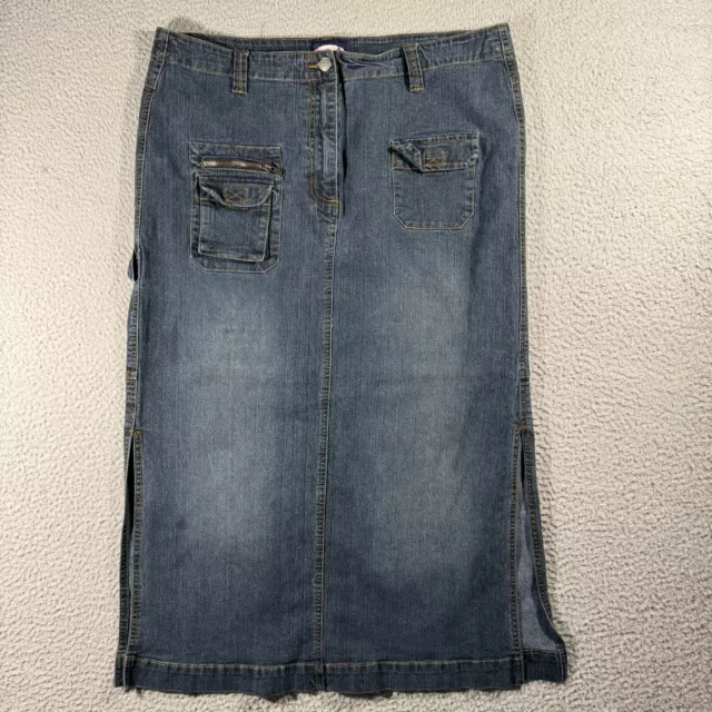 Vintage Y2K Zoey Beth Denim Cargo Maxi Skirt Womens Plus 1X Pockets