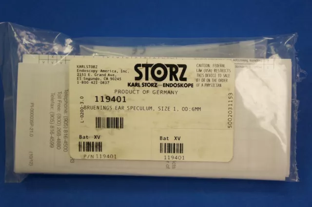 Karl Storz 119401 Bruenings Oreille Speculum Taille 1 Od 6mm