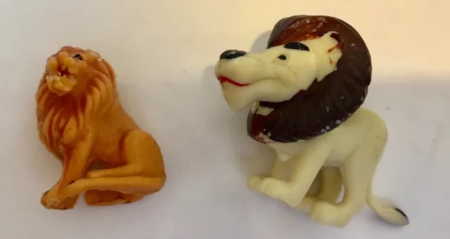 Vintage Miniature Molded Plastic Lion Figurines
